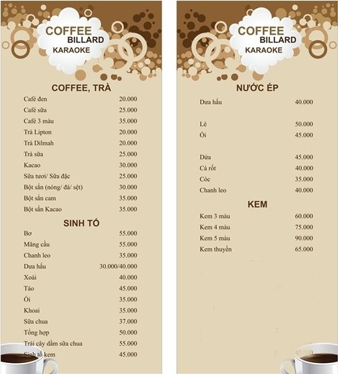Alo cafe - Menu dịch vụ giao cafe tận nơi quận Tân Bình